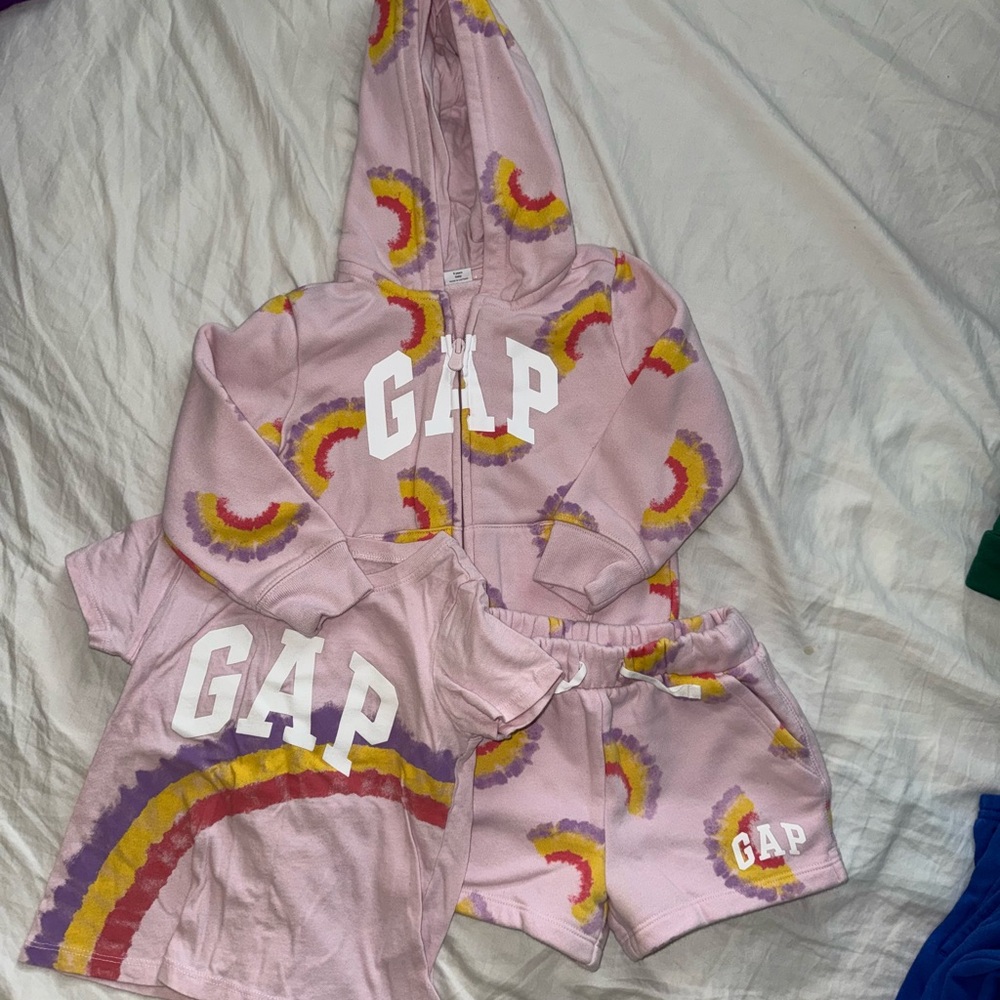 GAP Kids Pink Hoodie Set with Rainbow Accents